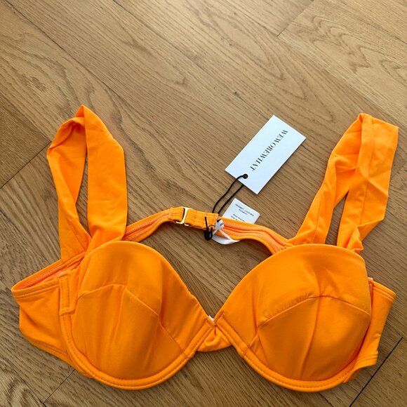 NWT WeWoreWhat Claudia Bikini Top Size Large Bra Swimsuit Orange Carrot - Picture 4 of 6